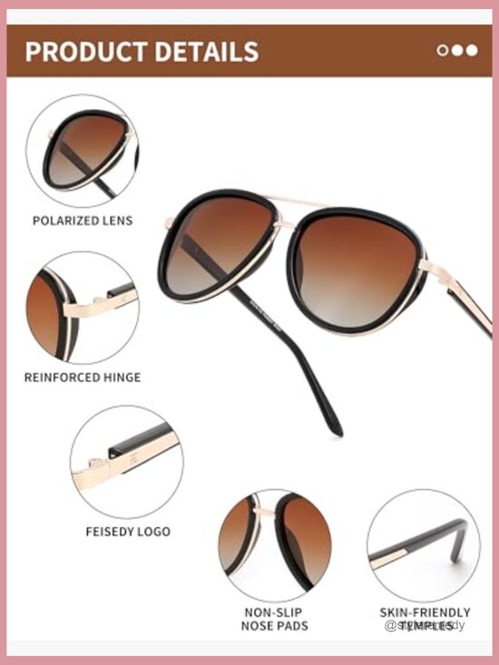 Retro Polarized Aviator Sunglasses Square Frame UV400